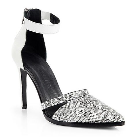 Helmut Lang Stingray & Leather Point-Toe Pumps